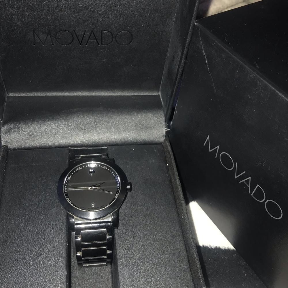 BLACK MOVADO WATCH